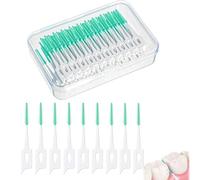 240pcs Dual-Use Interdental Brushes, Silicone Dental Floss Sticks with Storage Case, Efficient Clean Between Teeth Tooth Floss Picks, Portable Tooth Gap Brush for Braces Oral Cleaning (Green)