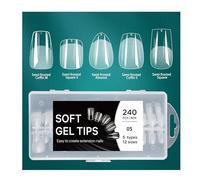 240Pcs Five-in-one Nail Tips,Transparent Frosted and Extending Ultra-thin Nail Plate for Home DIY and Nail Salon (Style 05)