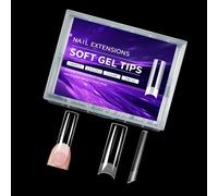 240pcs Full Cover Long Almond Fin Shape Gel Nail Tips Salon and Home Manicure Matte Finish Clear Artificial Nails for Nails