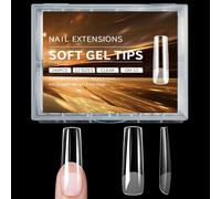 240pcs Full Cover Long Almond Fin Shape Gel Nail Tips Salon and Home Manicure Matte Finish Clear Artificial Nails for Nails