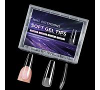 240pcs Full Cover Long Almond Fin Shape Gel Nail Tips Salon and Home Manicure Matte Finish Clear Artificial Nails for Nails