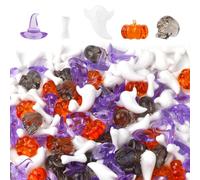 240pcs Halloween Vase Filler, Assorted Halloween Ornaments Mini Halloween Acrylic with Pumpkin Witch Hat Ghost Bone Skeleton Head Halloween miniatures Table Scatter for Party Outdoor Home Craft