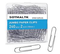240pcs Jumbo Paper Clips, 50mm Large Silver Paper Clip, Big PaperClips for Paperwork Office School and Personal Use