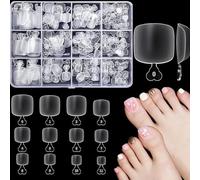 240pcs Long False Toe nails, 12 Sizes Matte Acrylic Artificial Fake Toenail Tips, 16mm Wide Big Toe Nails for Nail Repair, Nail Salon and Nail Art DIY - Large Sizes(easy to file&paint)