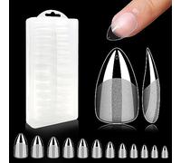 240Pcs Nail Tips, Half Matte Full Cover Gel Tips, 12 Sizes No File Required with Box, False Nails for Acrylic Press-On Extensions (Short Almond, 1 ml (Pack of 1))