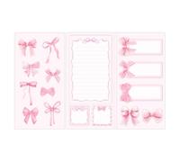 240Pcs Pink Bow Sticky Notes, Self-Sticky Post it Notes with Five Types, Useful Memo Pads for Home, Office and School Supplies, Cute Stationery Supplies for Teacher and Students