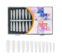 240Pcs Pre Etched Clear Fake Nails Tips Gel Nails Tips 12 Sizes Full Covers False Almond/Stilettos Press On Full Cover Press On Nail