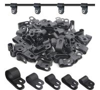 240pcs R-Type Nylon Cable Cleats and P Clips Kit, 5 Sizes Black Electric Cable Clips for Indoor & Outdoor Wire Management, Durable Cable Clamps for Organised Conduits and Electrical Wires