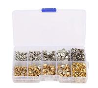 240Pcs Rhinestone Stud Rivet DIY Leather Bags Clothes Decoration Accessories, Multi - Color Crystal Rivets with Storage Box, 6-9mm Round Brass Rivets for DIY Crafts, Sewing, Hand