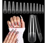 240Pcs Semi Frosted Trapezoidal Gel Nail Tips for Gel Extensions, 12 Sizes Full Cover Clear Fake Nails for Acrylic Nails, Nail Extension Tips for Nails Salon Home Nail Design