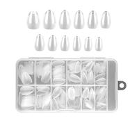 240pcs Soft Gel Full Cover Extra Short Almond Nail Tips, Pre-Filed Half Matte Press on Short Almond Clear Nail Tips(Half Matte)