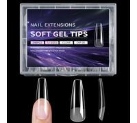 240Pcs Square Gel Nails Tips Full Clear Nails Gel Extensions 12 Sizes For Home Manicure Supplies