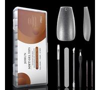 240PCS Transparent Soft Gel Full Cover Nail Tips, Trapezoid Gel Nail Ttips, 12 Sizes of Nail Tip Extension Kit, Suitable for Nail Salon and Home DIY