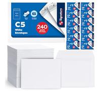 240pk C5 White Envelopes, 162x229mm Easy Peel & Seel C5 Envelopes Fits A5 Letter, Office Mailing, 80gms A5 Envelope White Secure Mailing & Tamper Evident, Multipurpose Crisp Professional Appearance