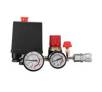 240V Air Compressor Pressure Valve Switch Control Manifold Relief AC Regulator Gauge 95-125 PSI with 2 Quick Connectors