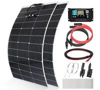 【240W 12V Flexible Solar Panel Kit】KOLLNIUN 2Pcs 120W Ultra-Thin Flexible Solar Panels+30A Solar Charger Controller+T Connector+4Pcs Solar Cable+Cable Tie, PV Panel for Balcony RV Caravan Marine Cabin