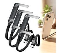 240W Braided Fast Charge Cable with Built-in Phone Stand, 2026 New 2-In-1 Invisible Holder Charger Cable with Stand, 1.5m 90 Degree Type C Charger Cable Fast Charging 240W Fast Charging Cable (3PC)