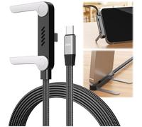 240W Braided Fast Charge Cable with Built-in Phone Stand, 2026 New Invisible Stand Charging Cable, 4.92ft T-shaped Foldable Furable USB-C Cord 90 Degree Right Angle USB C Cable, Type C to Type C (1)