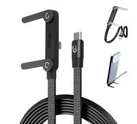 240W Braided Fast Charge Cable with Built-in Phone Stand, 240W Super Fast Charging Invisible Holder Charger Cable with Stand, T-Shaped Foldable Durable Type C with 360 Adjustable Stands (5ft/1.5m *1)