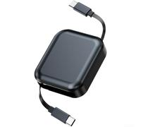 240W Dual USB C Retractable Charging Cable for Laptop and Phone with Power Delivery PD Fast Charging Support (Black)