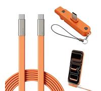 240W Fast Charging Adapter with 360° Foldable Phone Stand, 2 In 1 Detachable Sideways Flat Phone Charger for Smartphones Tablets Laptops and Gaming Devices (Orange)