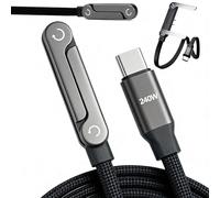 240W Fast Charging Cable Invisible Foldable Holder Charger Cable with Stand Braided Fast Charge Cable Stand Sideways Data Cables Typ C Charger Cable 2-in-1 Fast Charging Cord for Home,Office,Car
