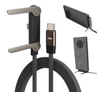 240W Flat USB C Charger Cable with Stand, Invisible Foldable Phone Charger Stand, Fast Charging Sideways Data Cable for iPhone 17 16 15 Pro Max, Samsung S25 S24 Ultra, Tablets & Laptops