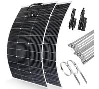【240W Flexible Solar Panel 12V】KOLLNIUN 2 Pcs 120W Flexibles Campervan Solar Panel Kit: 240W Flexible Solar Panel+T Branch Connector+12 Cable Tie, for Motorhome Boat Caravans Roof and Non-Flat Surface