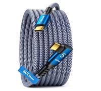 240W for Thunderbolt 5 Cable Right Angle 5 ft, Support 120Gbps Bandwidth, 80Gbps, 16K, Dual 8K, 4K 540Hz, Triple 4K 144Hz for iPhone 16, Thunderbolt 4/3, USB4, SSD, MacBook M4 Pro, Dock, eGPU