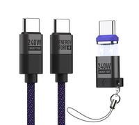 240W Magnetic USB C Adapter, PD3.0 Fast Charging Magnetic Type C Adapter with 480Mbps Data Transfer for Samsung Galaxy S24 Ultra/S23+