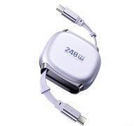 240W PD3.1 Retractable Cable, USB C Fast Charging 4 Lengths Design for Laptop Phone Tablet Power Delivery(Purple)