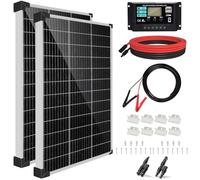 【240W Solar Panel 12V Kit】KOLLNIUN 2x120W Caravan Solar Panel Kit 1kWh/Day Off-Grid for RV Car Boat Camping:2 Pcs 120W Mono Solar Panels+30A Solar Charge Controller+T Connector+Solar Cable+Z Brackets