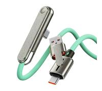 240W Stand - Data Cable for Sideways Fast Charging | Double Head Foldable 2 In 1 Charger Cord with Invisible Holder Stand & Angle Support Design for Smartphones, Tablets, Office and Outdoor Camping