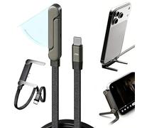 240W Super Fast Charging 360 Rotating Invisible Stand,2-in-1 USB C to USB C Charging Cable Compatible with iPhone,Samsung and Android Phone,Type C PD Charging Cable,1.5m,Black