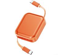 240W Type C Cable Retractable Fast Charging Wire USB C to C for Phone Laptop with PD 35-100cm(Orange)