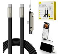 240W USB C to USB C Cable with 360° Rotating Phone Stand | E-Marker Chip PD 3.1 Fast Charging Liquid Silicone Cord | Zinc Alloy TypeC Cable for Laptops, Tablets & Phones, 1.5M