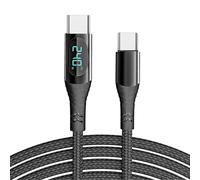 240W USB C to USB-C Cable with Digital Display Type C to C Fast Charging Cable Compatible with MacBook Pro M4/Air, iPad Pro 2025, HP EliteBook, iPhone Air/17/16, Galaxy S25, 2M
