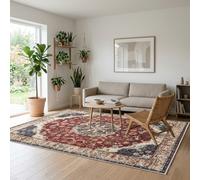 (240x320cm (8ftx10.7ft)-Whisper) Washable with Rubber Backing Traditional Rug, Extra Large Area Rug with Floral Design & Non Slip Backing