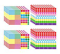 2410 Pack Shaped Coloured Stickers 8 Colors 6 Shapes Dot Stickers Heart & Stars Sticky Coding Labels Sticker for Kids Student Classroom Office