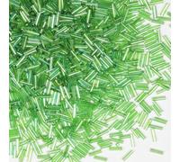 2420pcs/80g Tube Beads Glass Bugle Seed Beads Length 6mm Tube Beads for Jewelry Making (Green-AB)