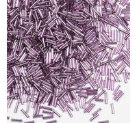 2420pcs/80g Tube Beads Glass Bugle Seed Beads Length 6mm Tube Beads for Jewelry Making (Purple Silver Core)
