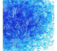 2420pcs/80g Tube Beads Glass Bugle Seed Beads Length 6mm Tube Beads for Jewelry Making (Transparent Blue)