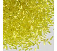 2420pcs/80g Tube Beads Glass Bugle Seed Beads Length 6mm Tube Beads for Jewelry Making (Yellow-AB)