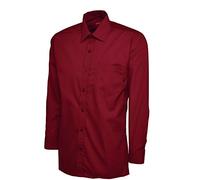 247-Clothing Mens Classic Full Sleeve Poplin Office Shirt Easy Care Colours (15.5 Collar, Maroon)