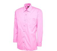 247-Clothing Mens Classic Full Sleeve Poplin Office Shirt Easy Care Colours (16.5 Collar, Pink)