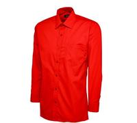 247-Clothing Mens Classic Full Sleeve Poplin Office Shirt Easy Care Colours (16 Collar, Red)
