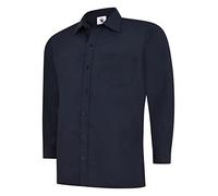 247-Clothing Mens Classic Full Sleeve Poplin Office Shirt Easy Care Colours (17.5 Collar, Navy)