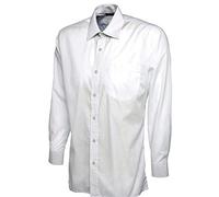 247-Clothing Mens Classic Full Sleeve Poplin Office Shirt Easy Care Colours (19 Collar, White)