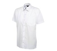 247-Clothing Mens Classic Short Sleeve Shirt Poplin Office Casual Easy Care Colours (14.5 Collar, White)