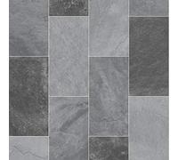 247Floors Forli Tile Effect Vinyl Flooring 2.3mm Realistic Foam Backed Slip Resistant Lino (5m x 2m / 16ft 4" x 6ft 6", Grey Stone Tiles)